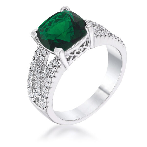 Criss-cross engagement ring with 3 ct total carat weight cushion- and round-cut cubic zirconia in prong settings