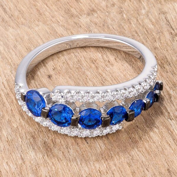 Side angle of the ring showing the 1.85mm width of the silvertone plated over rhodium plated band
