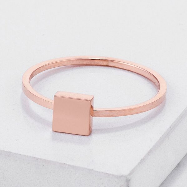 Close-up of the square stackable ring showing the 1mm band width