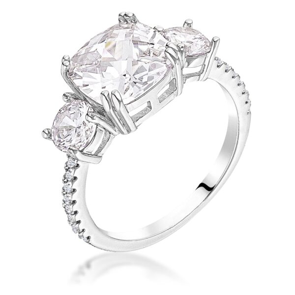 Cushion-cut and round cubic zirconia prong-set ring with 3.65 ct total stone weight