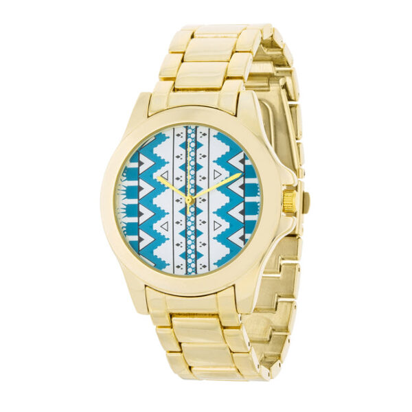 Watch with goldtone plated case and band, front view