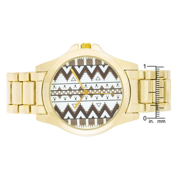 Goldtone plated watch shown at an angle to show its profile