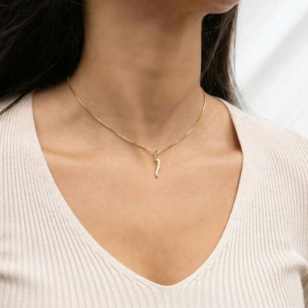 18 Karat Gold PVD Stainless Steel Italian Horn 3D Charm - alternate view 2
