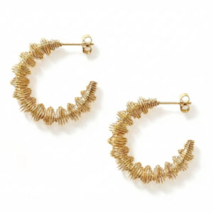 18 Karat Gold PVD Stainless Steel Wired Statement Hoop Earrings