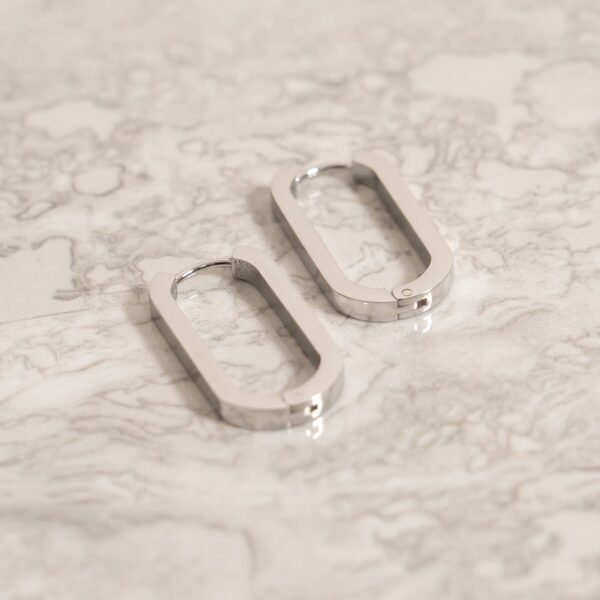 Stainless Steel Oval Square Tube Hoop Earrings - alternate view 3
