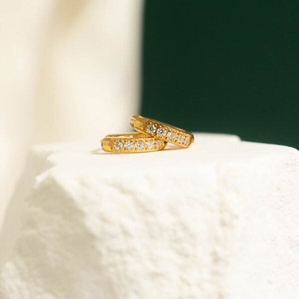 18 Karat Gold PVD Stainless Steel CZ Huggie Hoop Earrings - alternate view 3