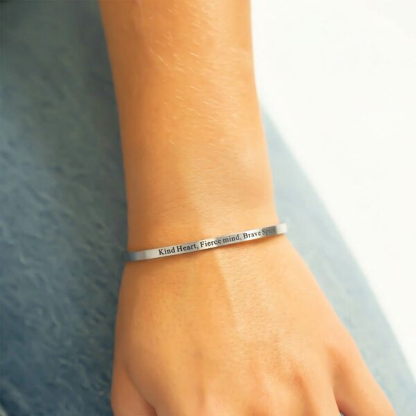 Stainless Steel Kind Heart Fierce Mind Cuff Bracelet - alternate view 3