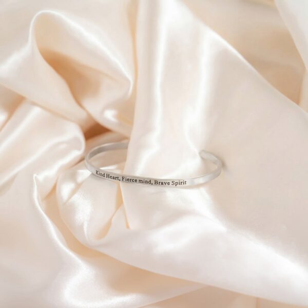 Stainless Steel Kind Heart Fierce Mind Cuff Bracelet - alternate view 4