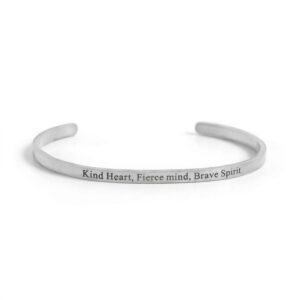 Stainless Steel Kind Heart Fierce Mind Cuff Bracelet