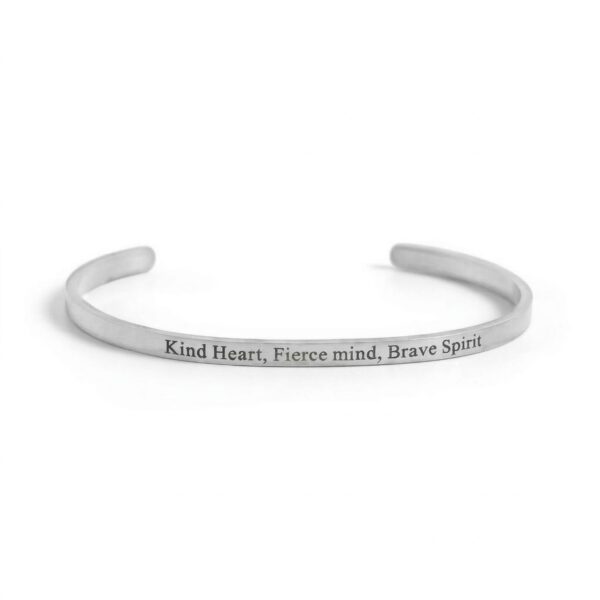 Stainless Steel Kind Heart Fierce Mind Cuff Bracelet