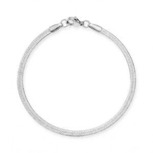7 Stainless Steel 3mm Herringbone Bracelet