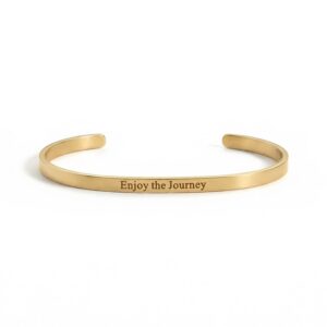 18 Karat Gold PVD Stainless Steel Enjoy the Journey Cuff Bracelet