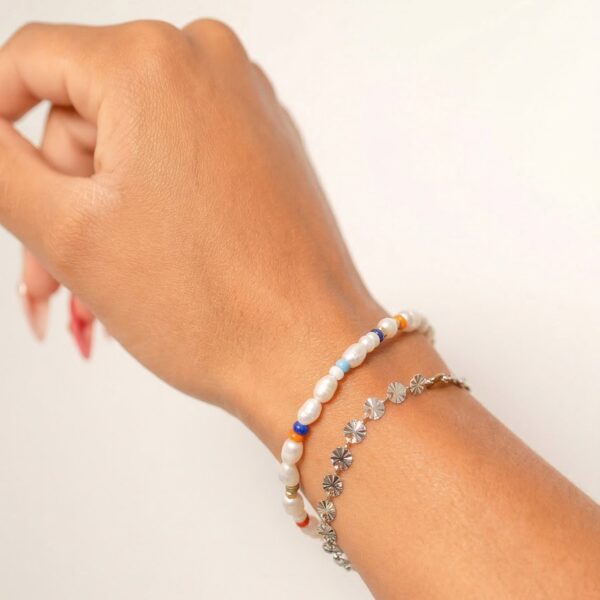 6.5 + 1 Stainless Steel Sunburst Bracelet - alternate view 2