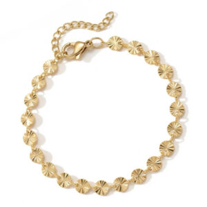 7 + 1 18 Karat Gold PVD Stainless Steel Sunburst Bracelet