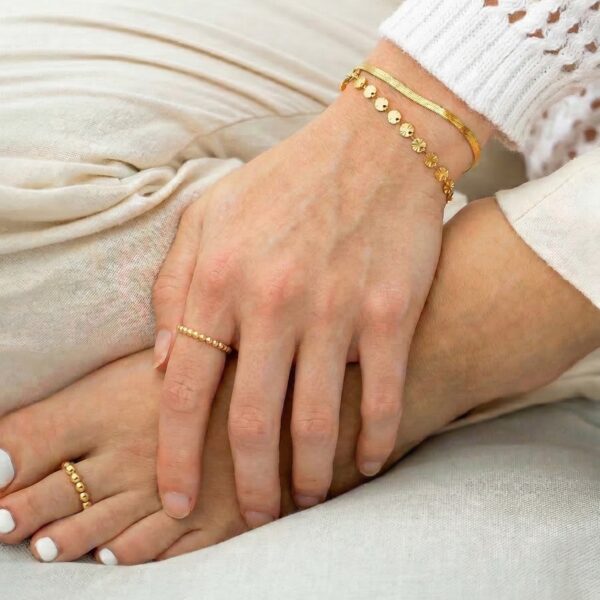 6.5 + 1 18 Karat Gold PVD Stainless Steel Sunburst Bracelet - alternate view 2