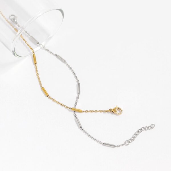 6.5 + 1 18 Karat Gold PVD Satellite Bar Bracelet - alternate view 3