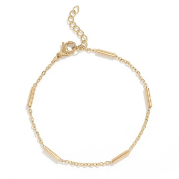 6.5 + 1 18 Karat Gold PVD Satellite Bar Bracelet