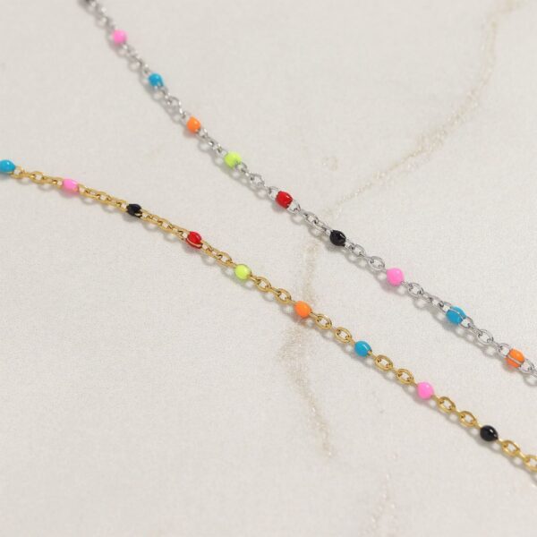 16 + 2 Stainless Steel Multicolor Confetti Satellite Necklace - alternate view 3