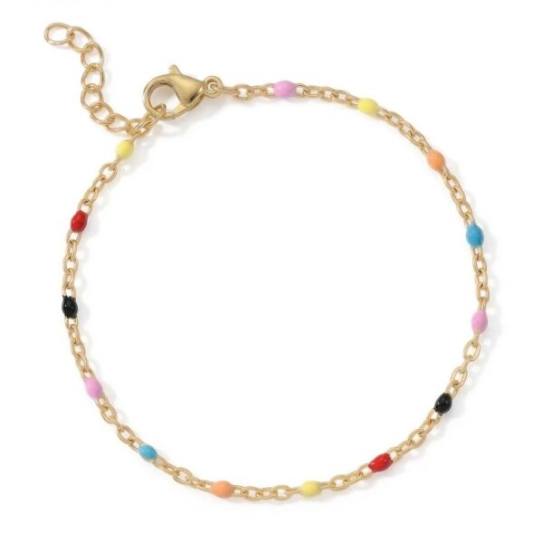 6.5 + 1 18 Karat Gold PVD Stainless Steel Multicolor Confetti Satellite Bracelet