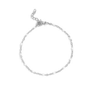 6.5 + 1 Stainless Steel White Confetti Satellite Bracelet