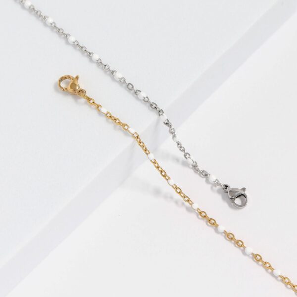 16 + 2 Stainless Steel White Confetti Satellite Necklace - alternate view 3