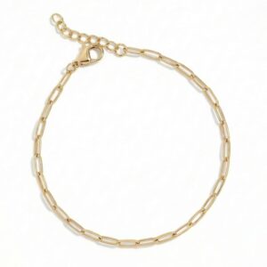 6.5 + 1 18 Karat Gold PVD Stainless Steel Paperclip Bracelet