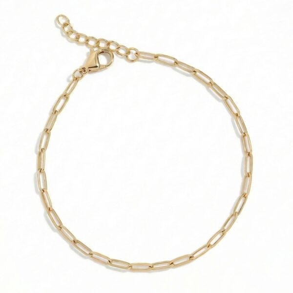 6.5 + 1 18 Karat Gold PVD Stainless Steel Paperclip Bracelet