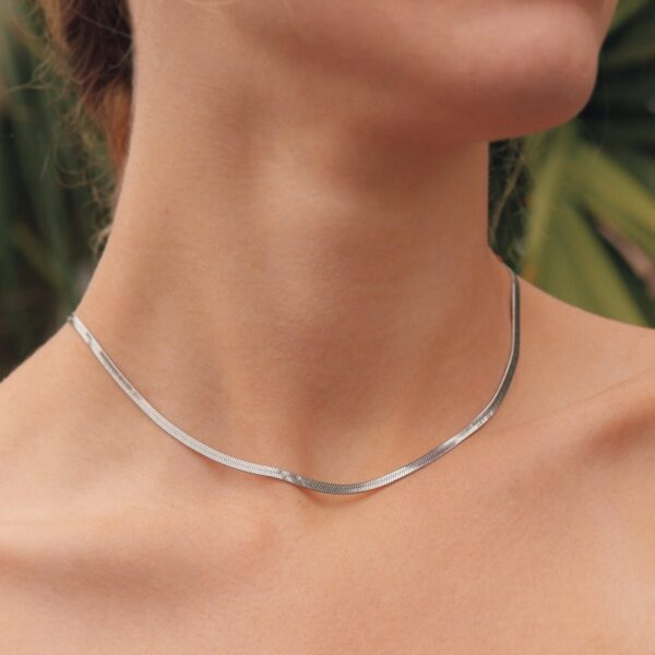 Stainless Steel 3mm Herringbone Necklace - alternate view 2