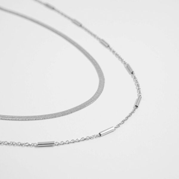 16 + 2 Stainless Steel Satellite Bar Necklace - alternate view 4