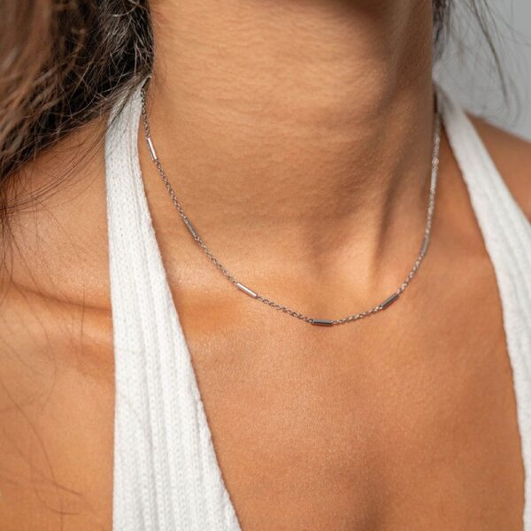 16 + 2 Stainless Steel Satellite Bar Necklace - alternate view 3
