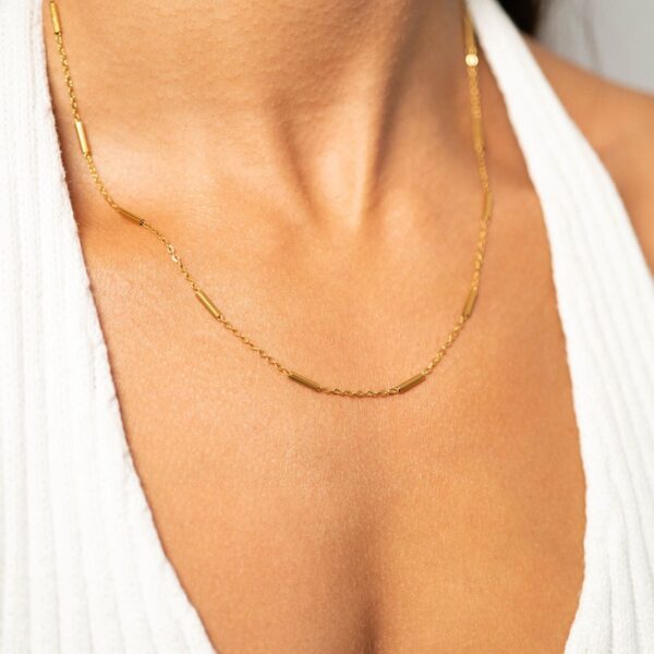 16 + 2 18 Karat Gold PVD Stainless Steel Satellite Bar Necklace - alternate view 3
