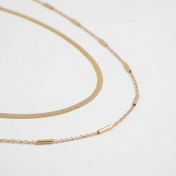 16 + 2 18 Karat Gold PVD Stainless Steel Satellite Bar Necklace - alternate view 4