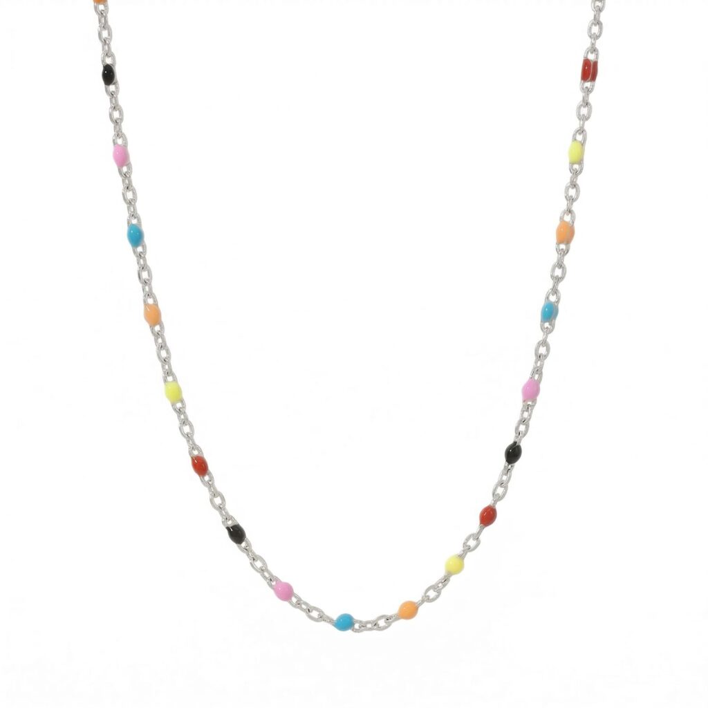 16 + 2 Stainless Steel Multicolor Confetti Satellite Necklace