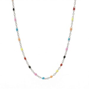16 + 2 Stainless Steel Multicolor Confetti Satellite Necklace