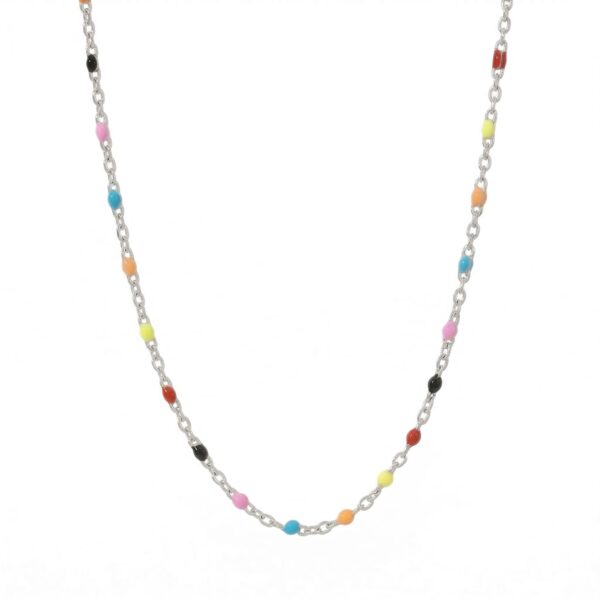 16 + 2 Stainless Steel Multicolor Confetti Satellite Necklace