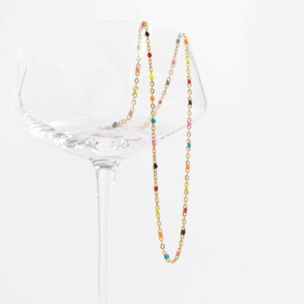 16 + 2 18 Karat Gold PVD Stainless Steel Multicolor Confetti Satellite Necklace - alternate view 3