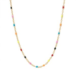 16 + 2 18 Karat Gold PVD Stainless Steel Multicolor Confetti Satellite Necklace