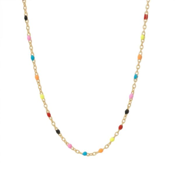 16 + 2 18 Karat Gold PVD Stainless Steel Multicolor Confetti Satellite Necklace