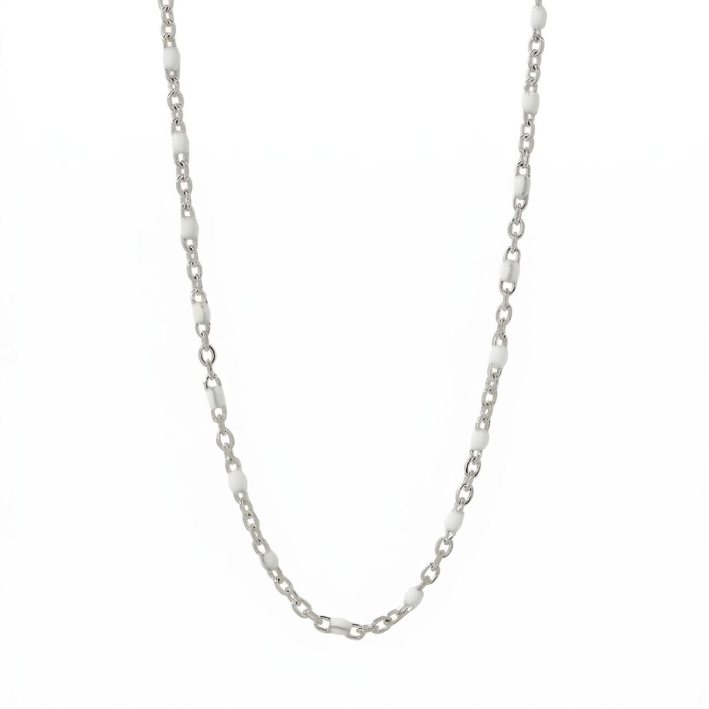 16 + 2 Stainless Steel White Confetti Satellite Necklace