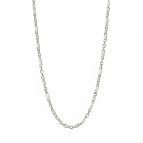 16 + 2 Stainless Steel White Confetti Satellite Necklace