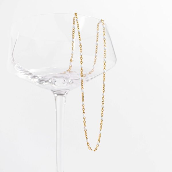 16 + 2 18 Karat Gold PVD Stainless Steel White Confetti Satellite Necklace - alternate view 4
