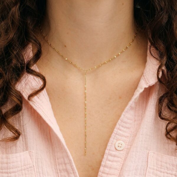 15 18 Karat Gold PVD Stainless Steel Coffee Chain Y-Drop Necklace - alternate view 3