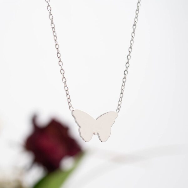 18 + 2 Stainless Steel Butterfly Necklace - alternate view 3