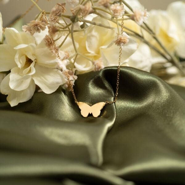 18 + 2 18 Karat Gold PVD Stainless Steel Butterfly Necklace - alternate view 3