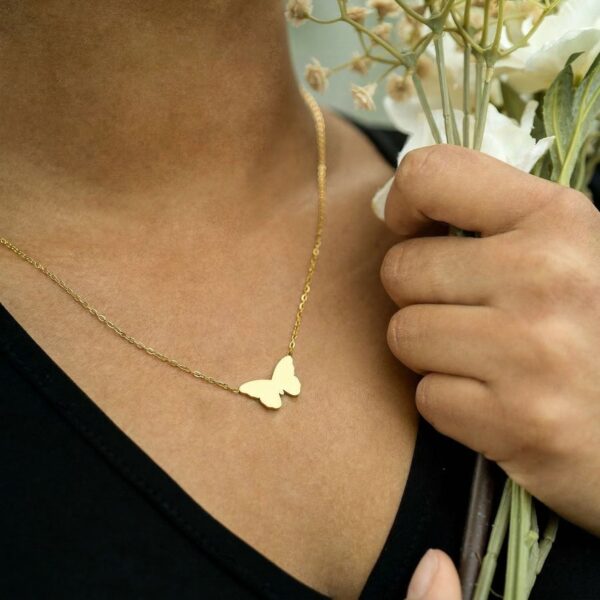18 + 2 18 Karat Gold PVD Stainless Steel Butterfly Necklace - alternate view 2