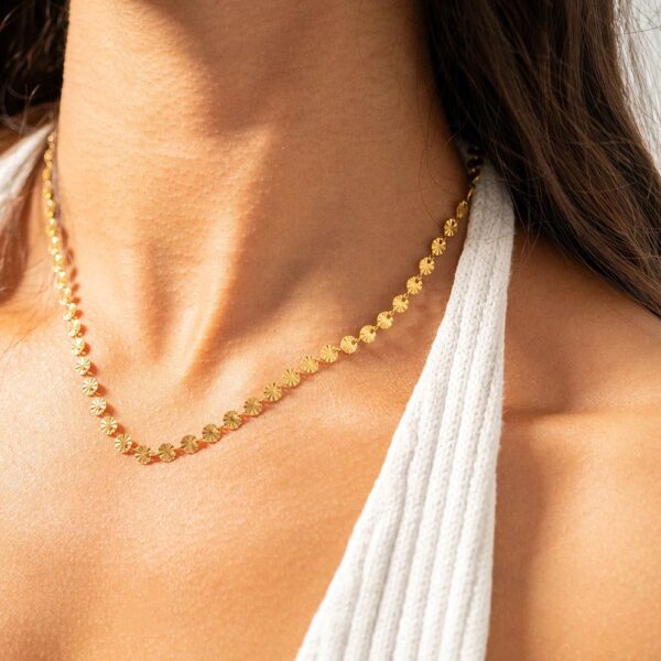 16 + 2 18 Karat Gold PVD Stainless Steel Sunburst Necklace - alternate view 2