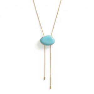 20 + 2 18 Karat Gold PVD Stainless Steel Imitation Turquoise Bolo Necklace