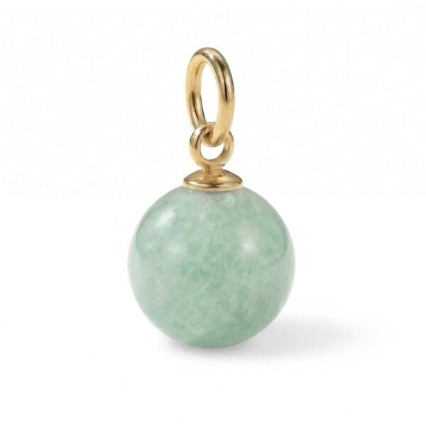 18 Karat Gold PVD Stainless Steel Round Amazonite Charm