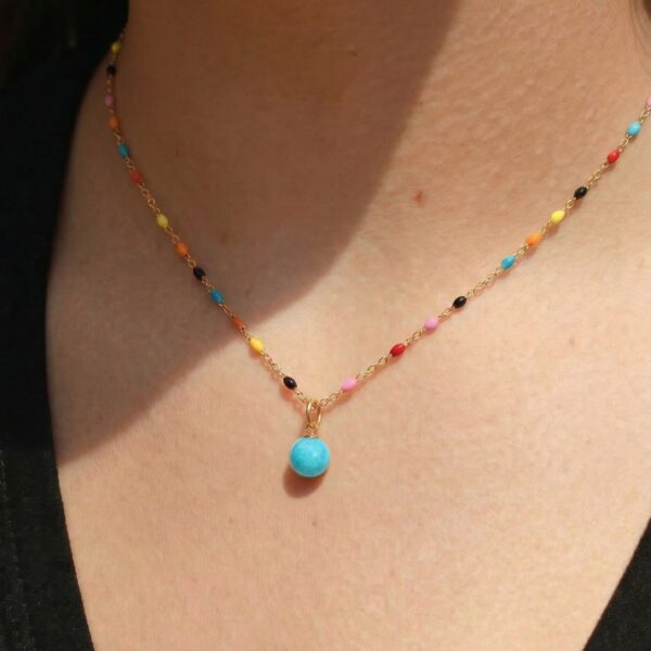 16 + 2 18 Karat Gold PVD Stainless Steel Multicolor Confetti Satellite Necklace - alternate view 2
