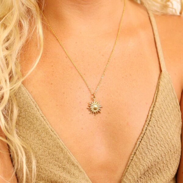 18 Karat Gold PVD Stainless Steel Mystic Sun Charm - alternate view 2